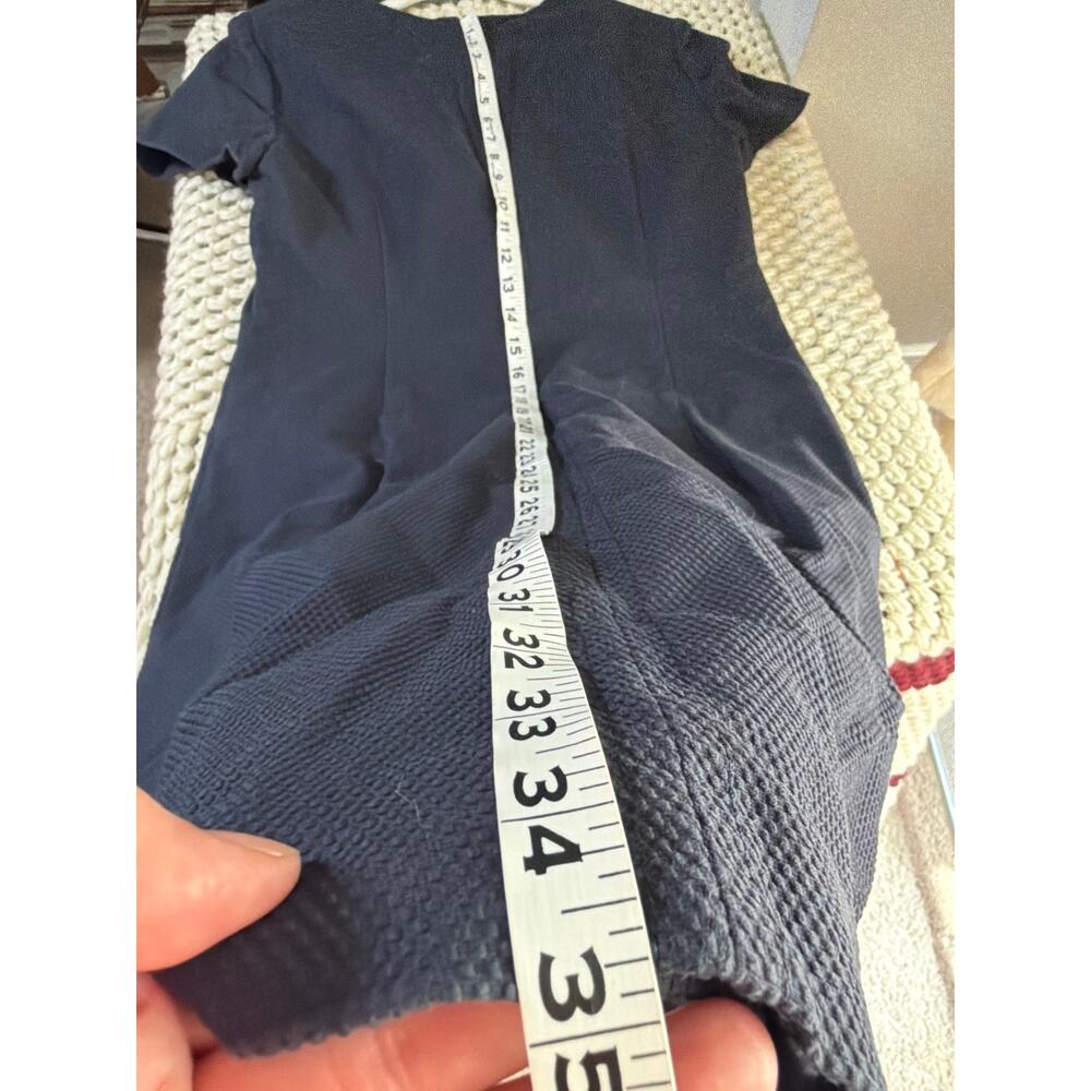 0218 Brooks Brothers Navy Textured Cotton Asymmetric Sheath Dress Size 6 - Picture 7 of 7